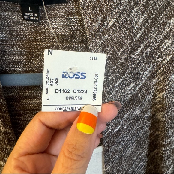 Naif Women Brown Lightweight Long Sleeve Open Front Cardigan Sweater Size Large - Picture 9 of 10